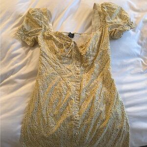 Bardot Yellow Floral Puff Sleeve Blouse